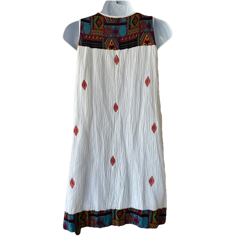 THML XS Women's Santa Fe Sleeveless Lined Mini Dress Cotton & Linen Embroidered - Picture 2 of 13